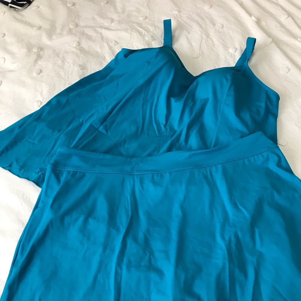 DENIM & CO Swim Top and Skirt